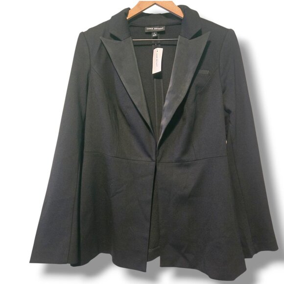 Lane Bryant Womens Black Peplum Blazer Jacket Size 12 NWT - Picture 1 of 8